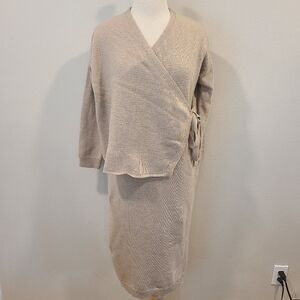 Olive Brand Tan Wool Blend Long Sleeve Midi Dress
